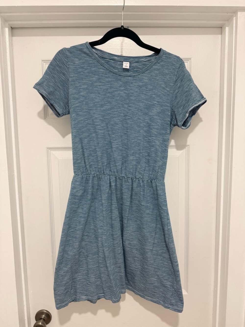 Old Navy Blue Stripe Short Sleeve Casual Fit-and-Flare Dress